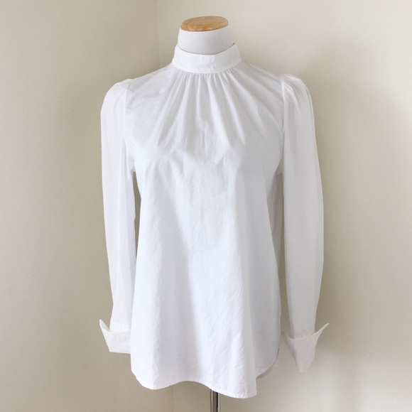 H&M Tops - H&M Conscious White High Neck Pleated Blouse